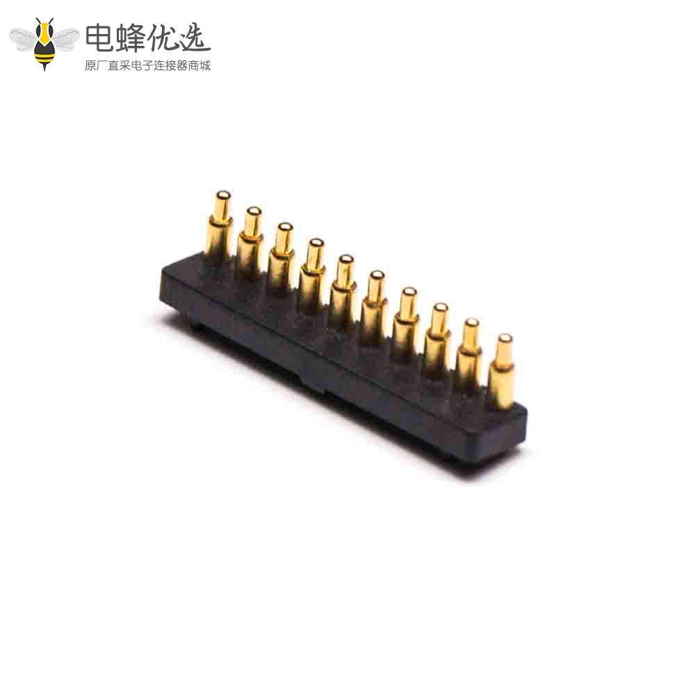 Pogo Pin 探针式连接器多Pin型单排10芯普通单头间距2.2MM侧放式