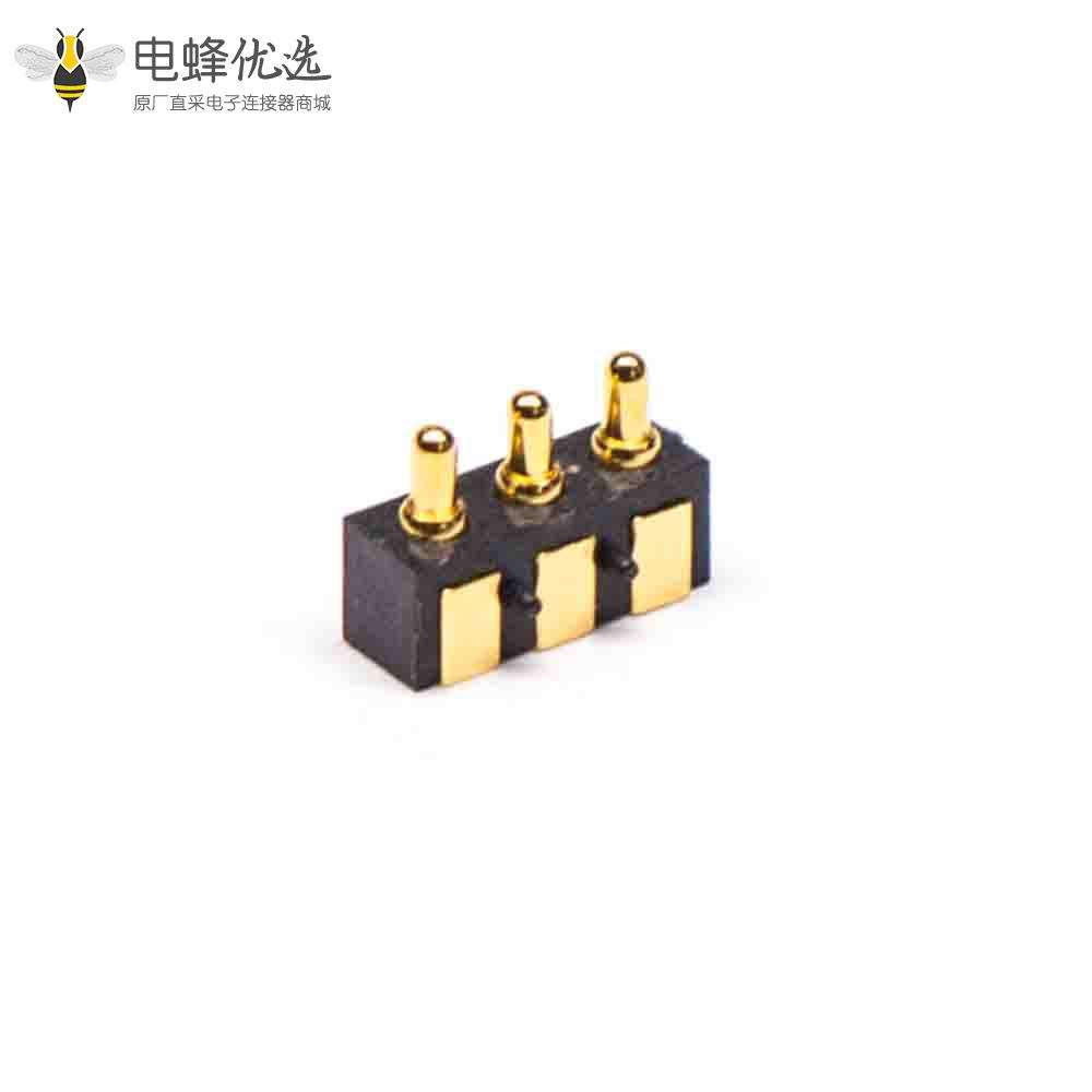 连接器Pogopin焊接式平放F型镀金3芯多Pin系列2.5MM间距