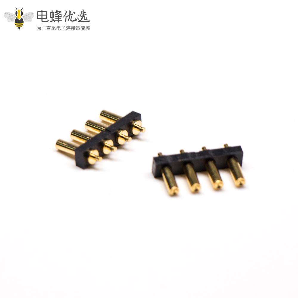 Pogopin弹簧连接器多Pin系列T型黄铜镀金4芯3MM单排