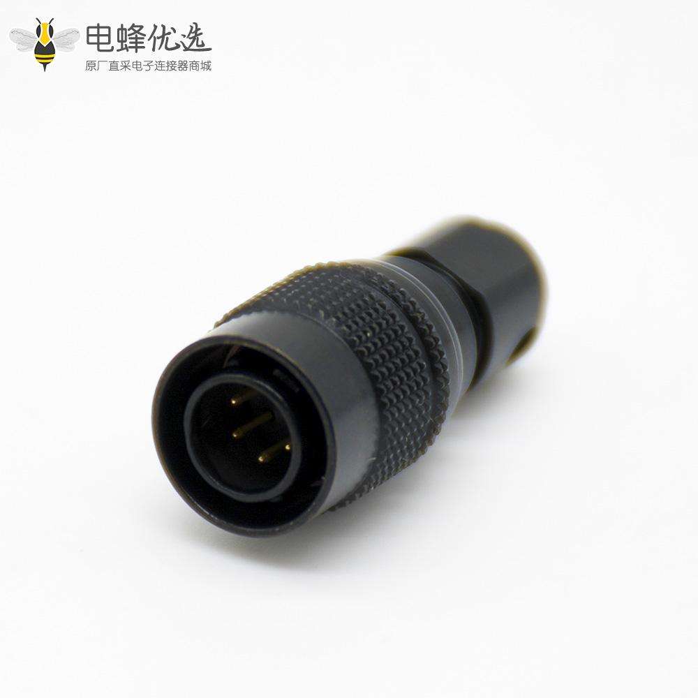 针型插座6芯定制黑色公插头HR10系列微型推拉自锁连接器