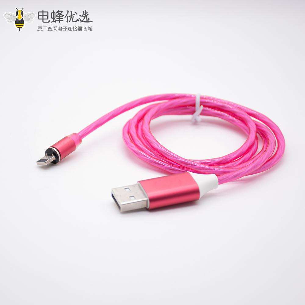 USB线材公头直式玫瑰红USB转磁吸头充电线