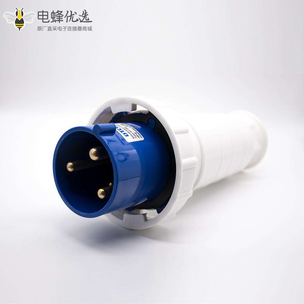 防水工业插头63A 220V-240V IP67单相2P+E 3芯公头