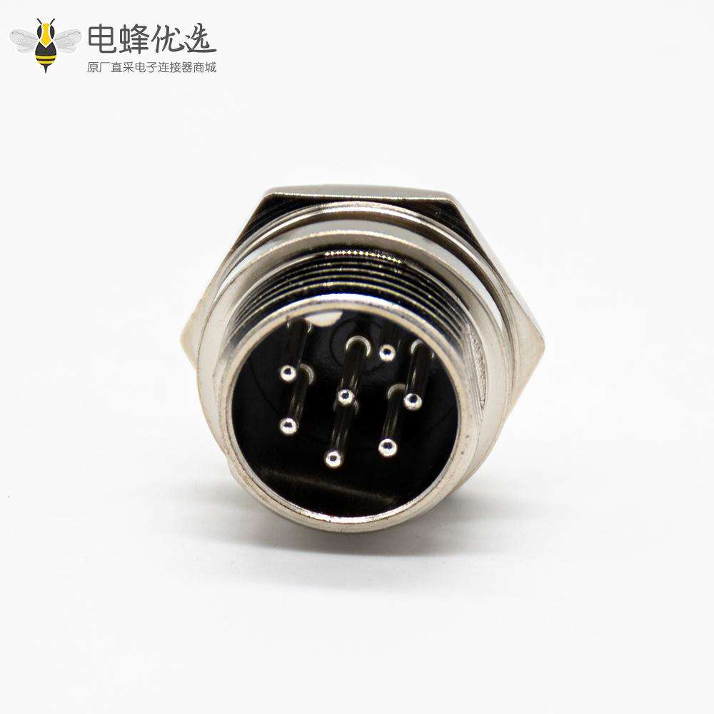 7芯防水连接器 GX16常规款直式公头后锁板焊线插座