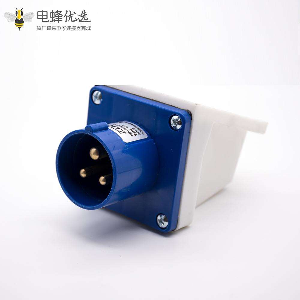 工业防水明装插座3芯蓝色公头16A 220V-240V IP44单相2P+E