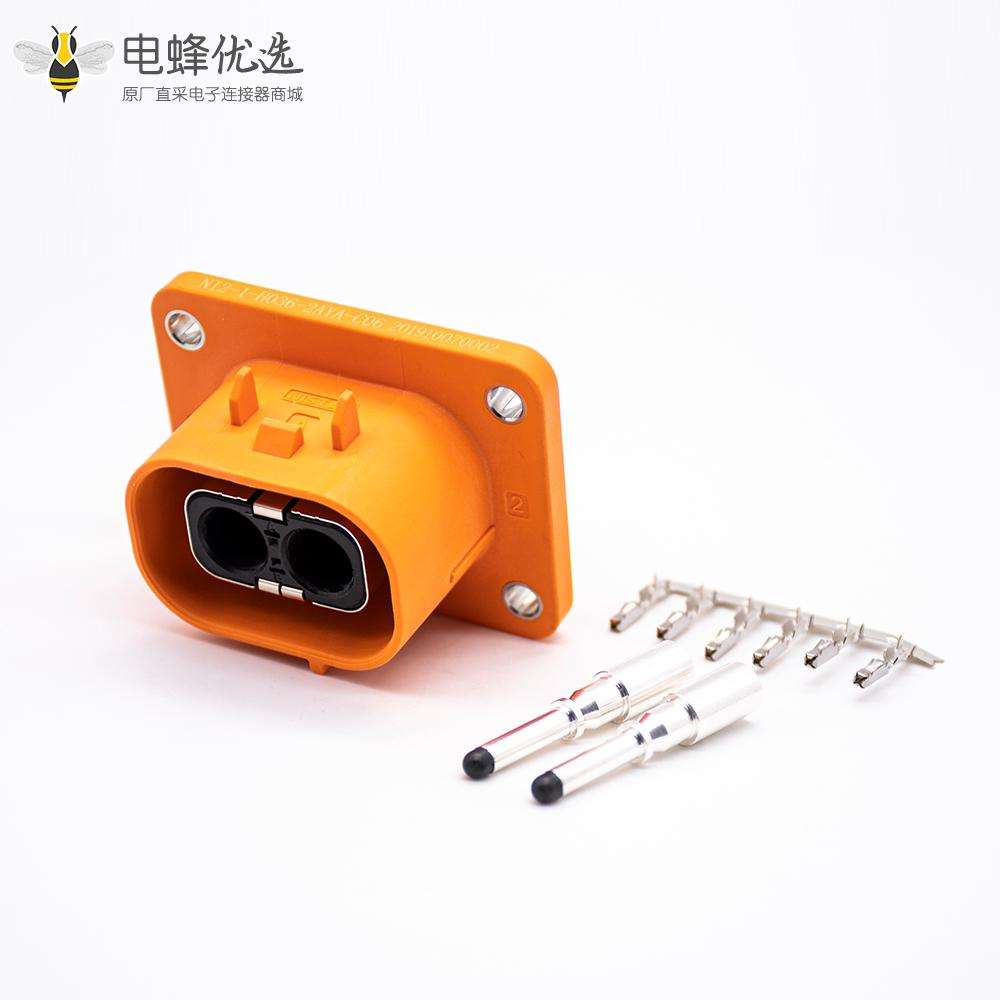 高压互锁连接器2芯直式50A塑胶接线插座