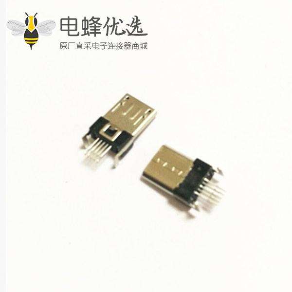 Micro USB B公座连接器镀镍180度插板