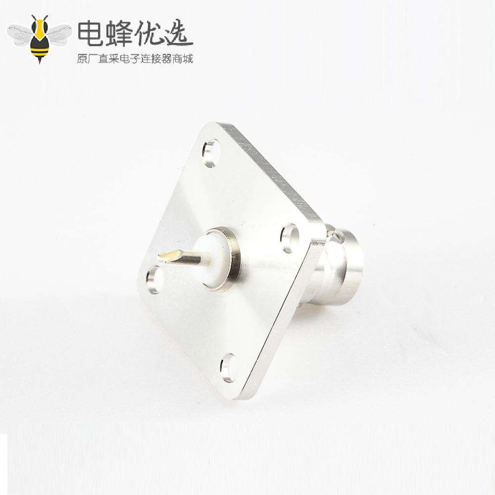 4孔法兰BNC母头直式连接器接线50Ω
