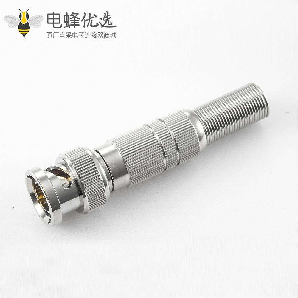 BNC连接器RG675Ω公头直式焊接接线弹簧用于RG6/SYV75-5