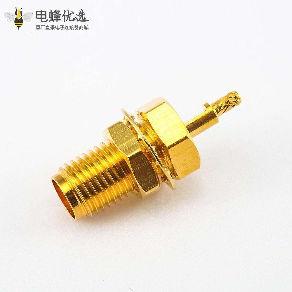 SMA母头连接器面板安装前锁穿墙直式开天窗压接式用于1.13mm / 1.32mm接线