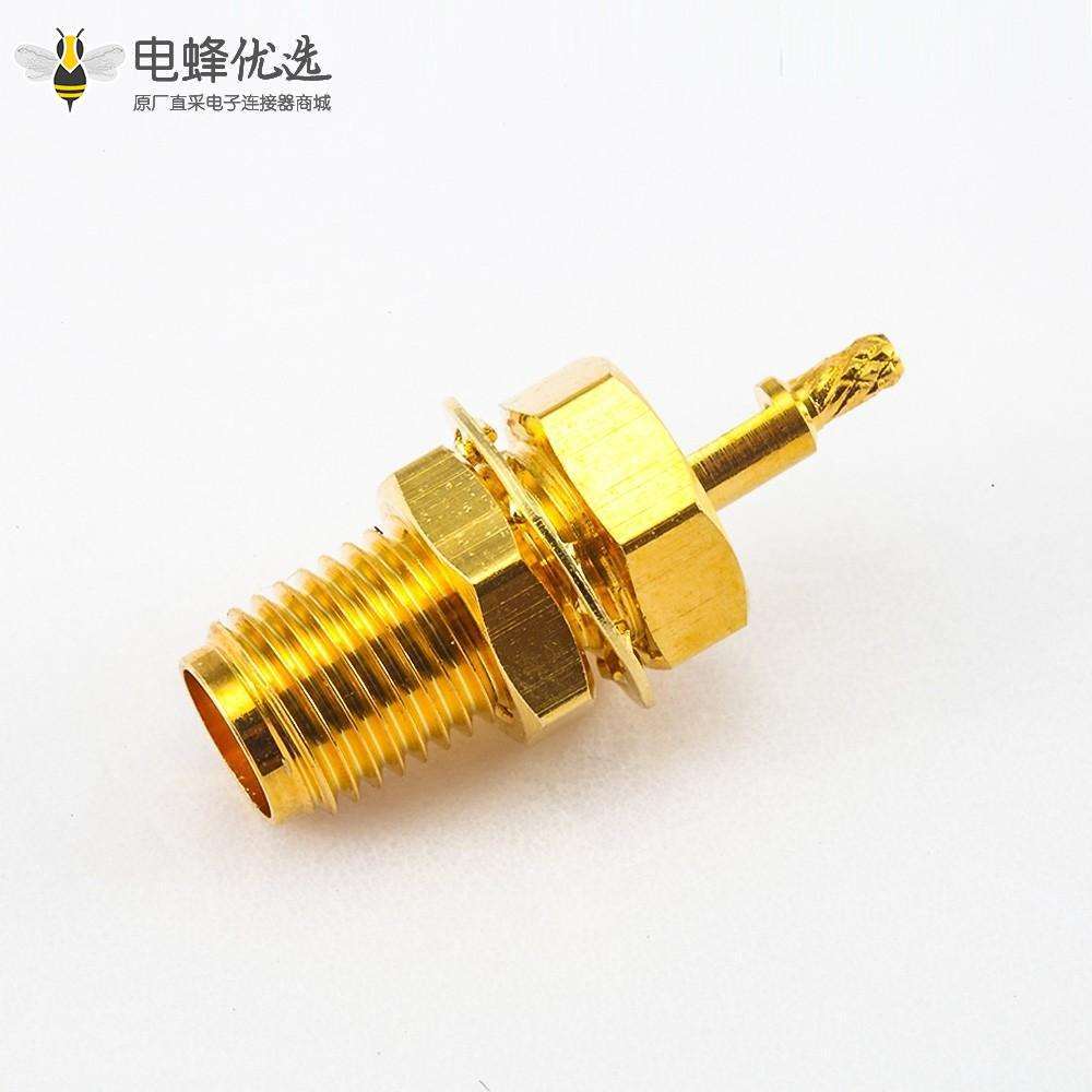 SMA连接器用于1.13mm / 1.32mm接线母头板直式前锁穿墙开天窗压接式