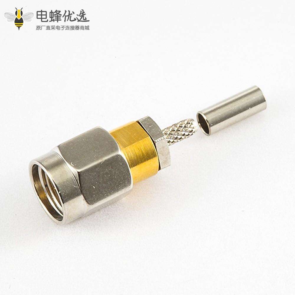 SMA连接器公头压接用于直式1.13mm / 1.32MM / 1.37MM接线