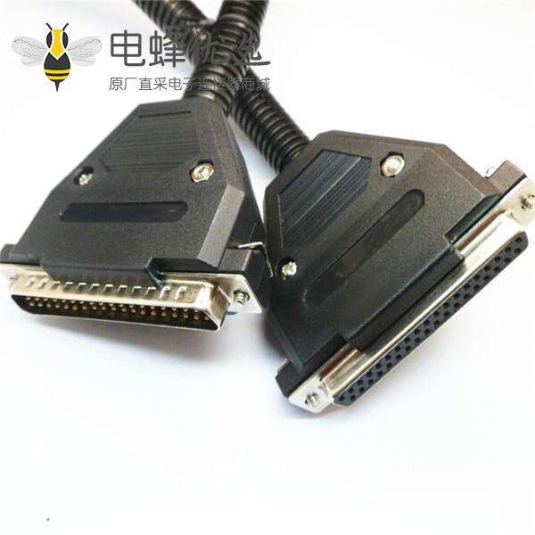 D-SUB37公对母连接线D-SUB 串口线黑色连接器28AWG