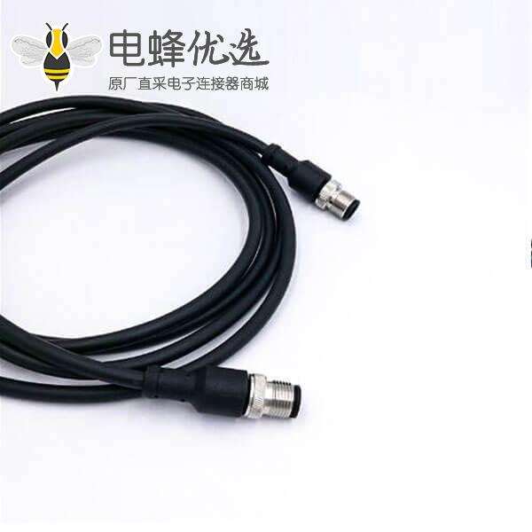 m12传感器电缆双公头8pin直式连线长A编码24ft AWG24 不带屏蔽