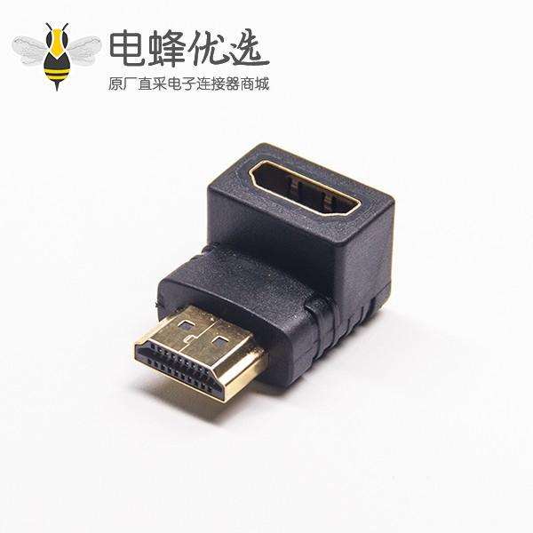 HDMI90度转换器公转母黑色胶壳