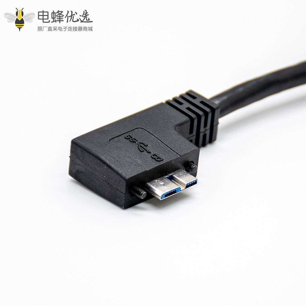 Micro USB电缆弯式插头USB A型用于线缆0.25米长