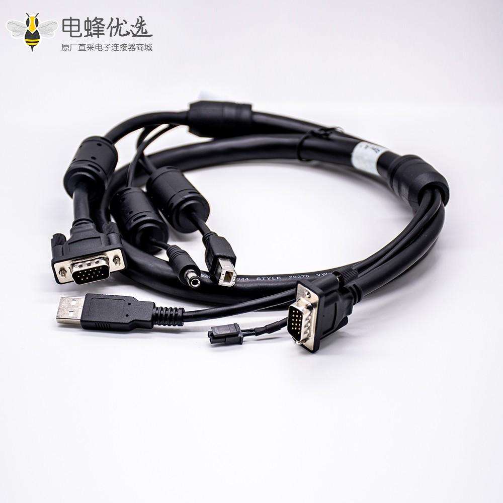 DB15针公头连接器转USB电缆直式多转多线束 0.8M