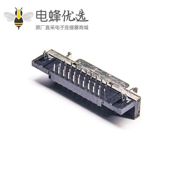 SCSI母连接器40芯HPDB母头弯式插板PCB板安装