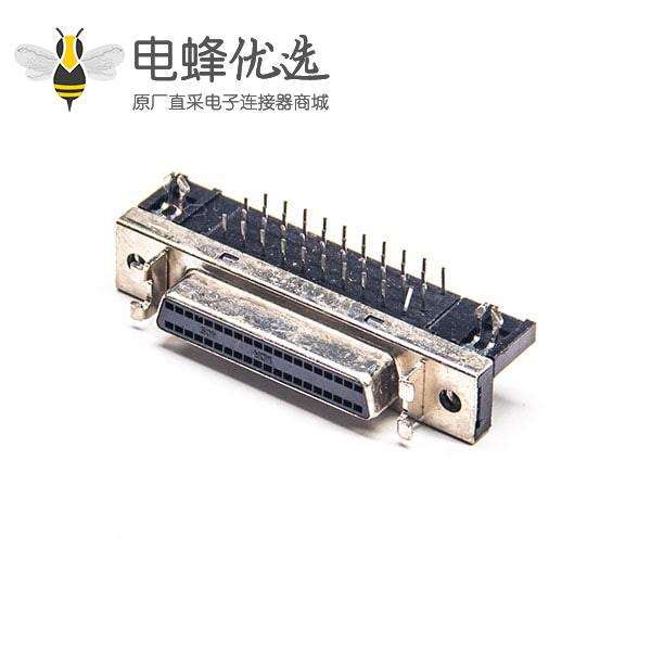 SCSI母连接器40芯HPDB母头弯式插板PCB板安装