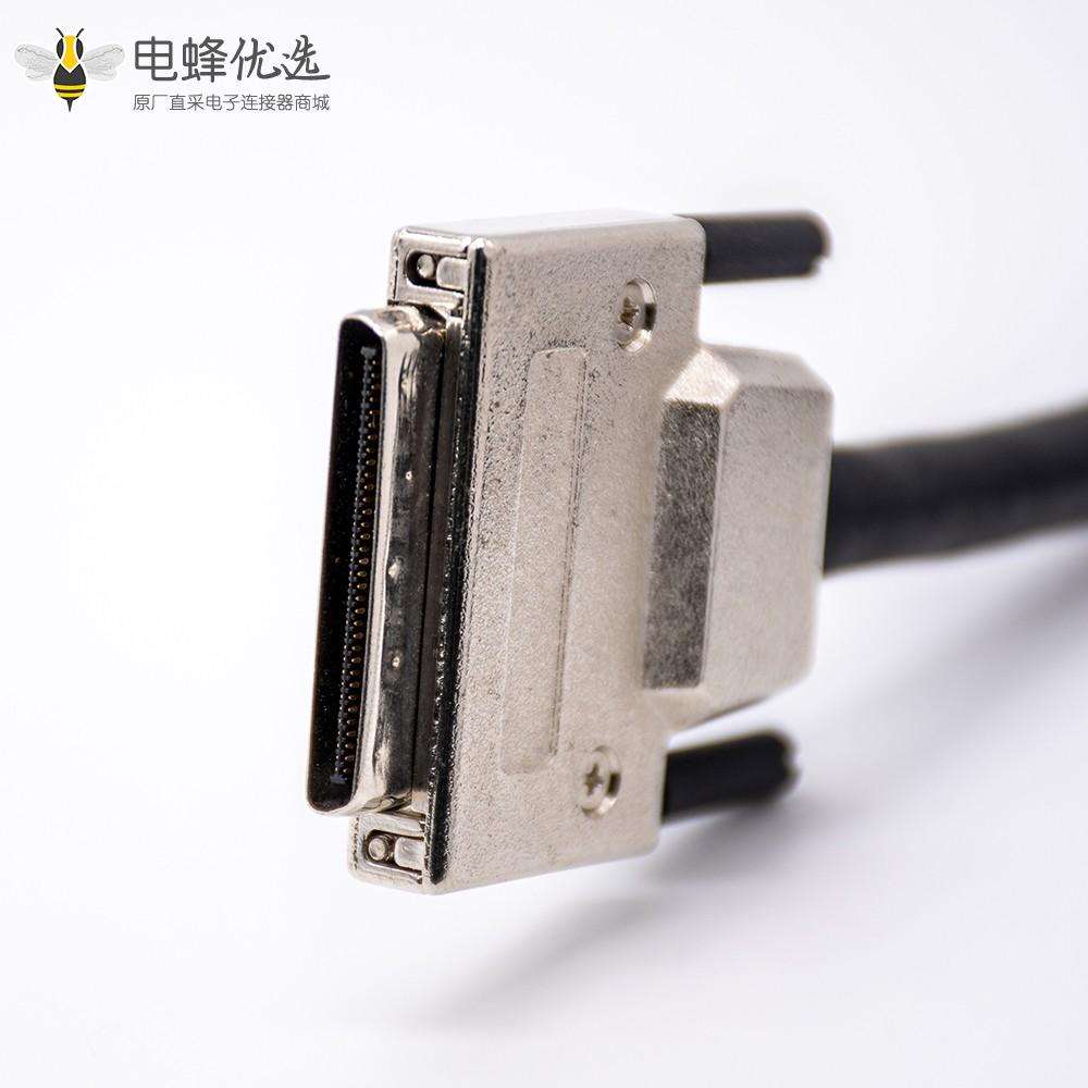 金属外壳VHDCI公头转公头68针直式注塑成型电缆带螺丝固定0.2M