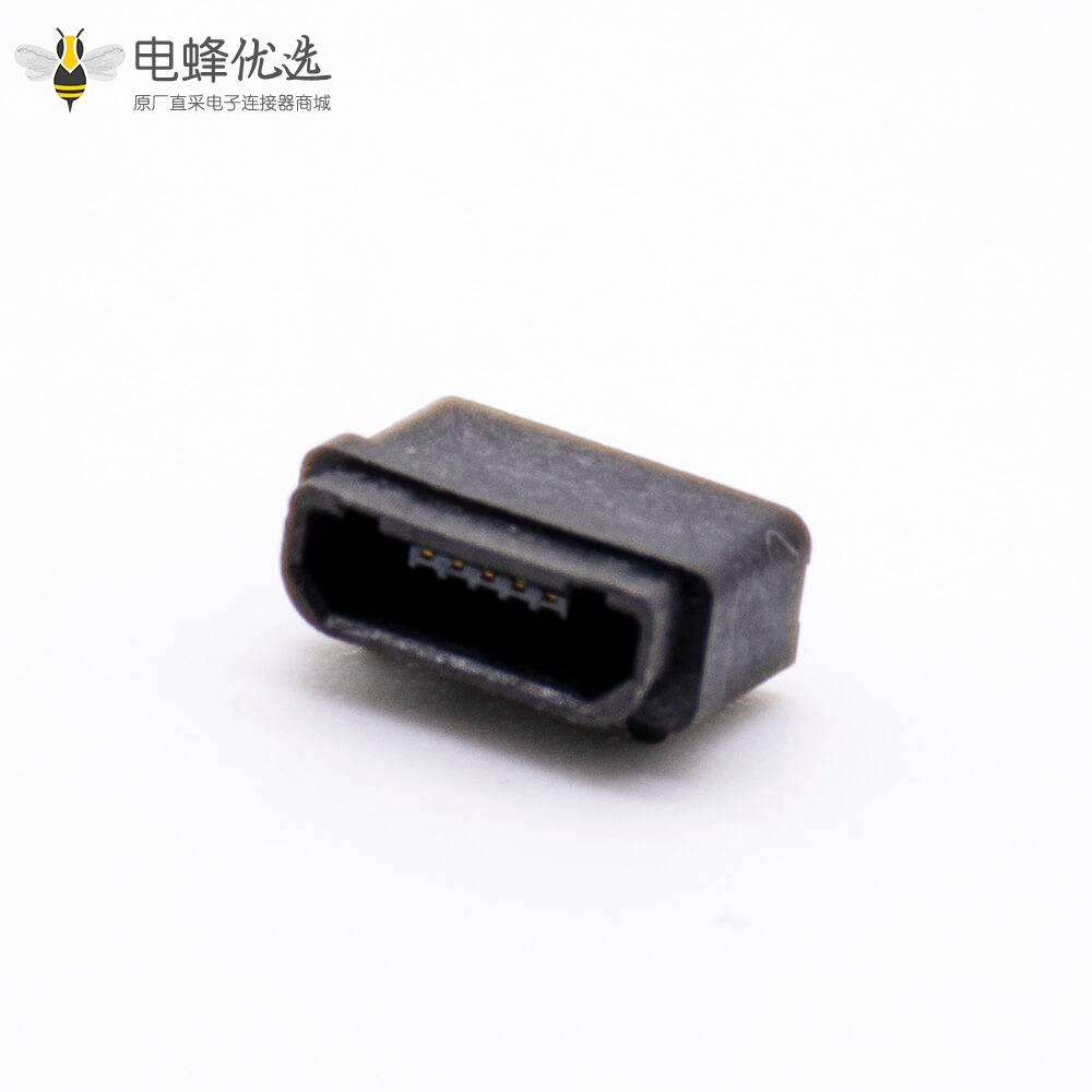 MICRO-USB B母座不带防水胶圈防水等级IPX7板上型全塑胶外壳