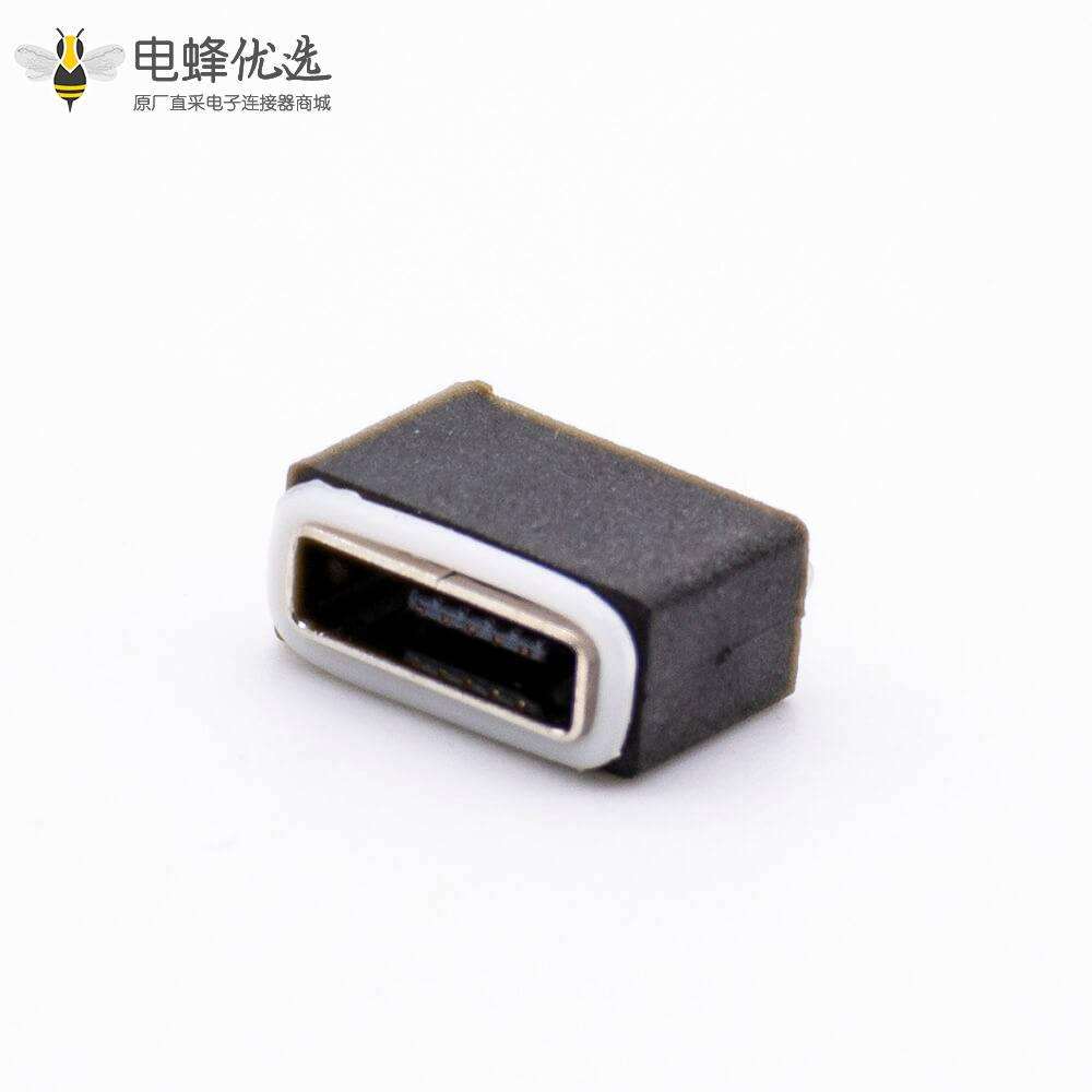 USB MICRO接口立式防水母座5芯AB Type配防水圈IP66立式180度
