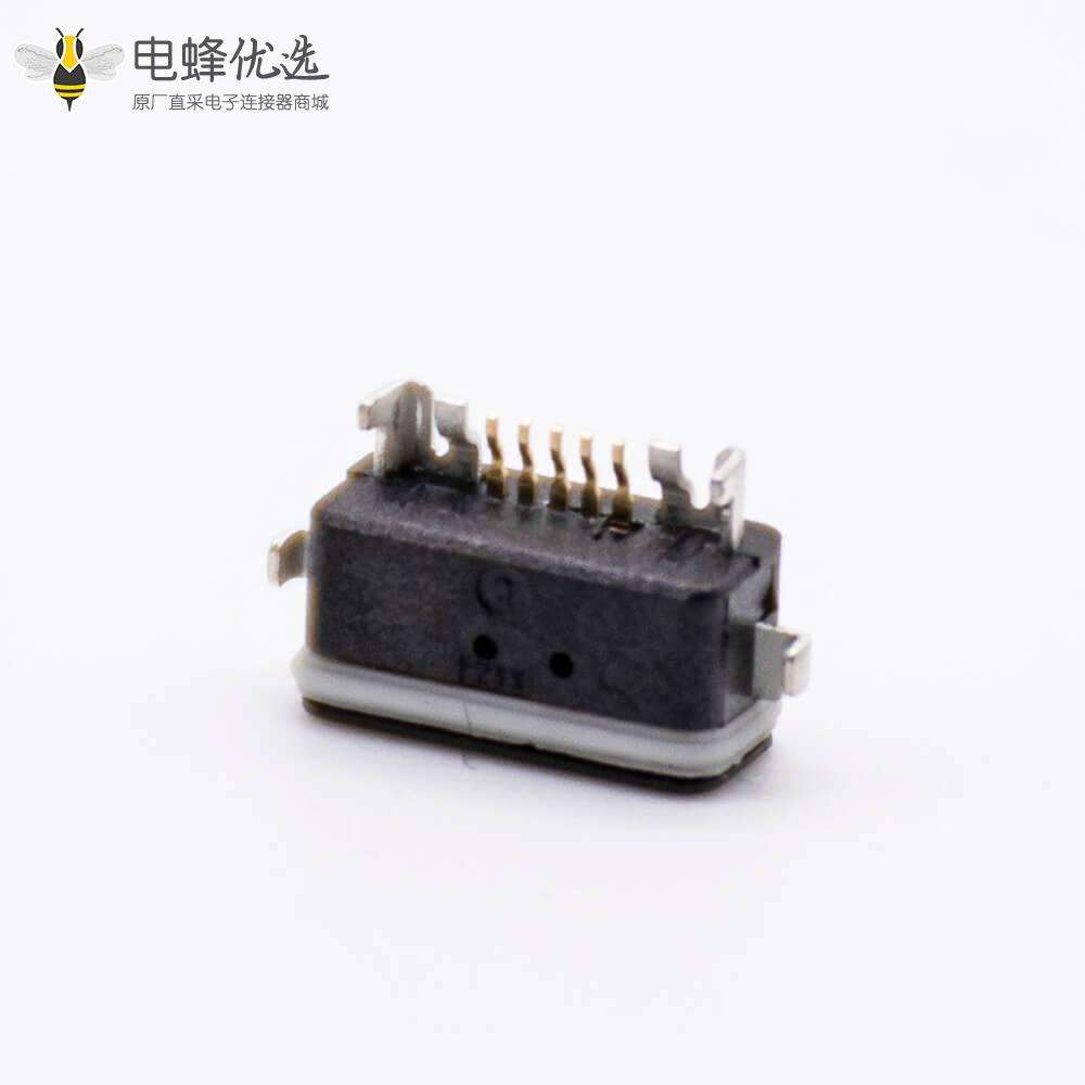 USB MICRO b防水母座5芯沉板带防水胶圈IP66沉板式