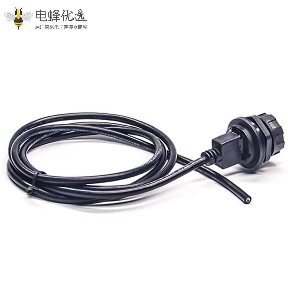 防水USB 2.0 A母前锁板单边线直式IP67转接线