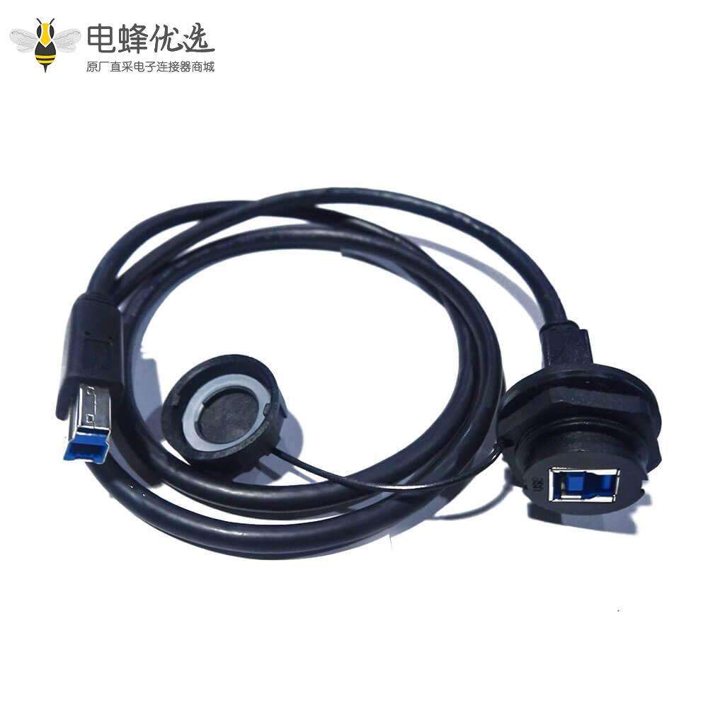 USB 连接器3.0 Type B母防水-USB 3.0 B公连接线