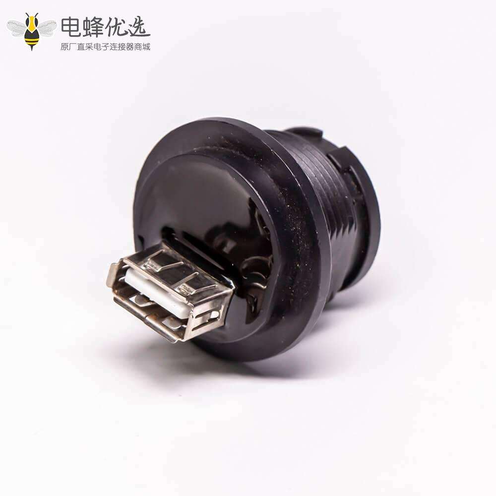 防水USB2.0 Type A母转母直式前锁转接头IP67