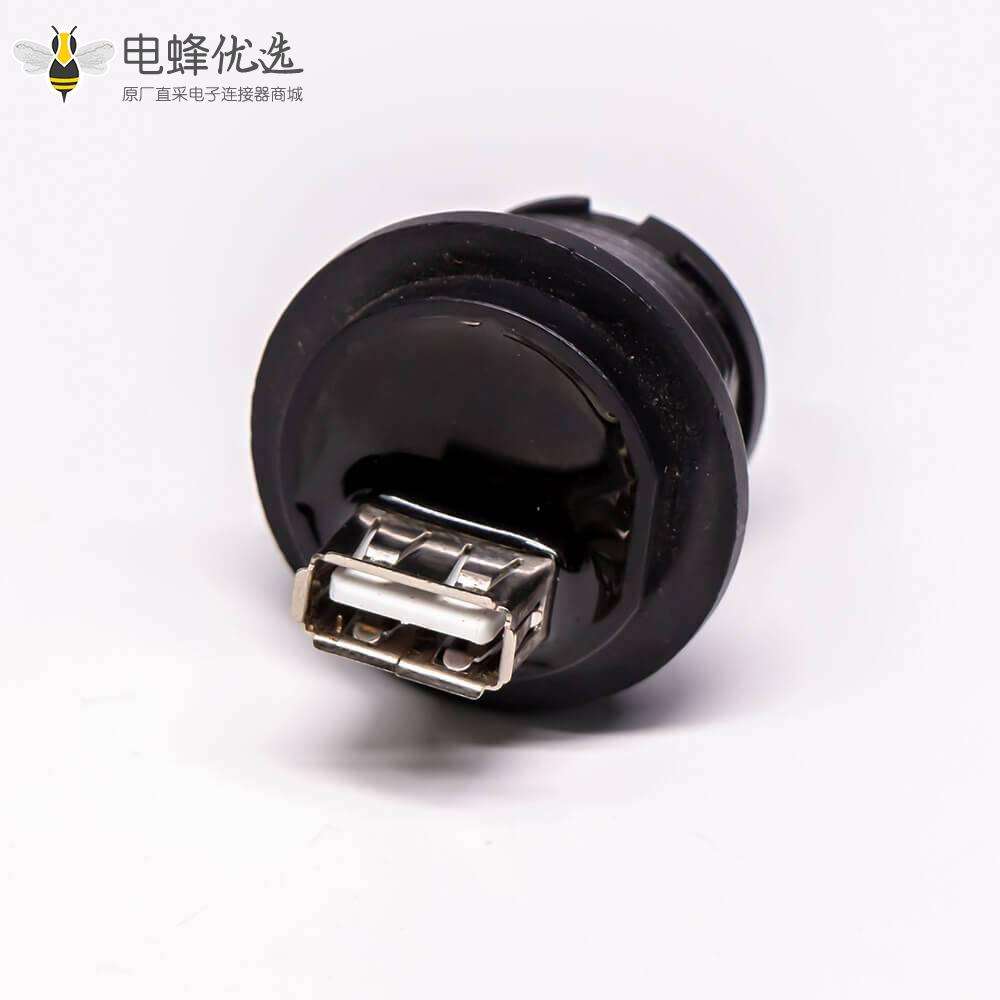 防水USB2.0 Type A母转母直式前锁转接头IP67