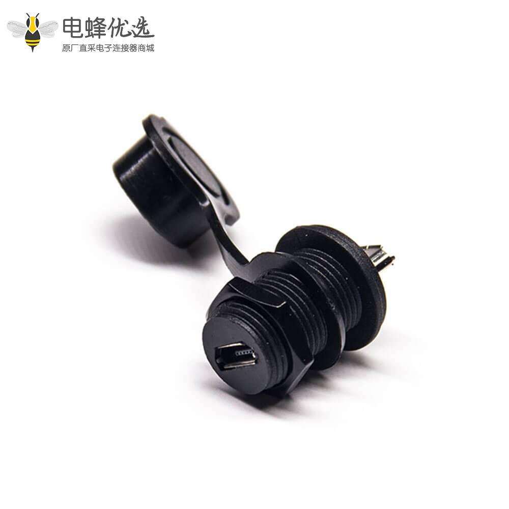 MicroUSB 5P M12 screw 母转母 插座防水转接头IP67