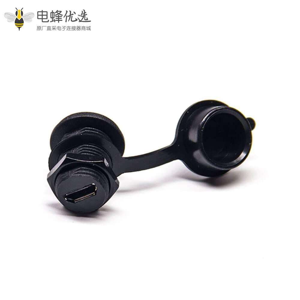 MicroUSB 5P M12 screw 母转母 插座防水转接头IP67