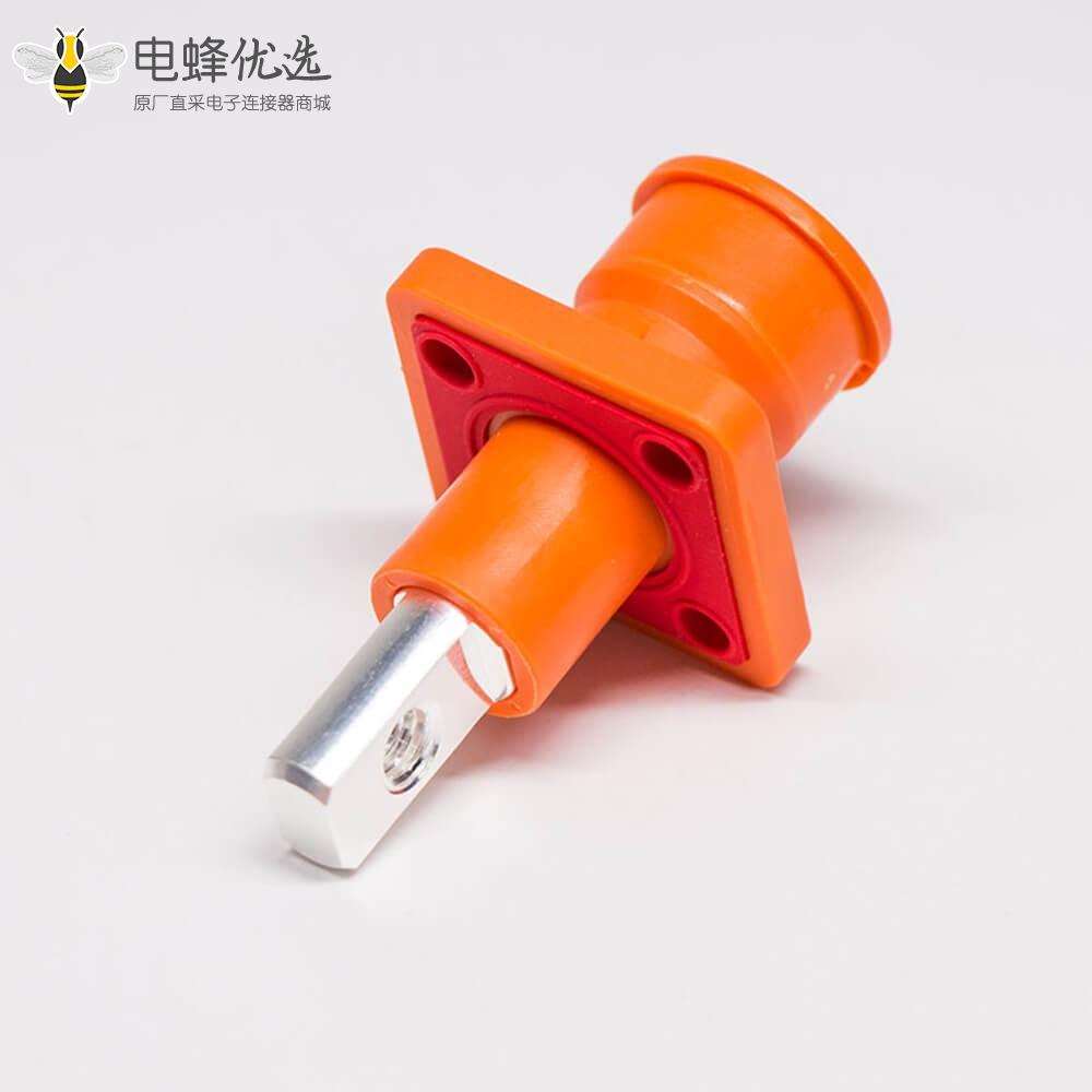 单芯防水连接器IP67橙色弯式6mm70A带孔铜牌公母对接