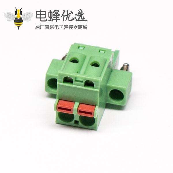 插拔式PCB接线端子直式绿色焊接弹簧式连接器