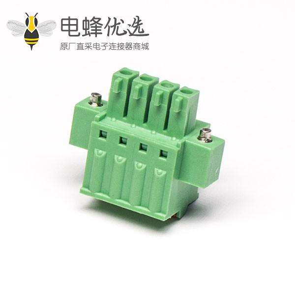 PCB插拔式接线端子绿色穿孔式直式带螺丝接线连接器