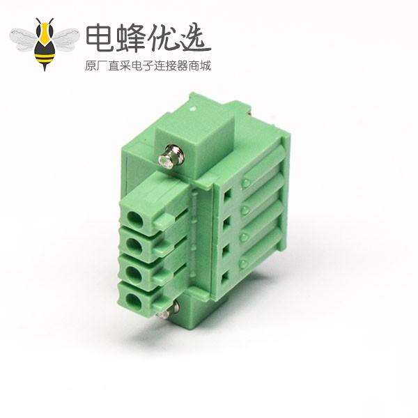 PCB插拔式接线端子绿色穿孔式直式带螺丝接线连接器