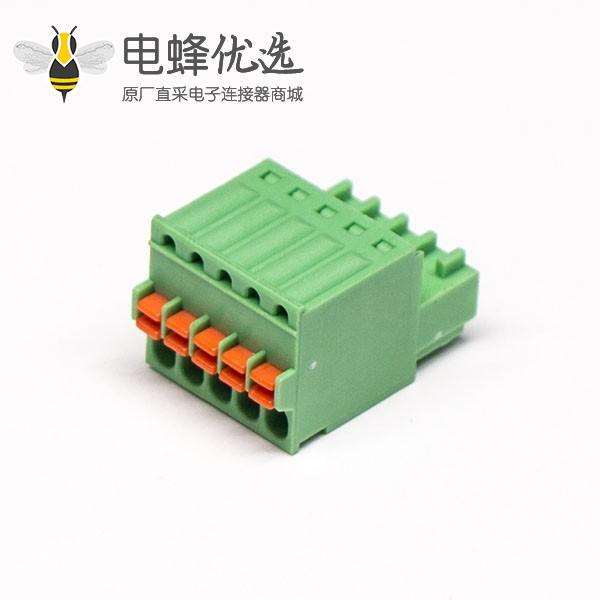 弹簧接线端子排直式插拔绿色端子接线连接器