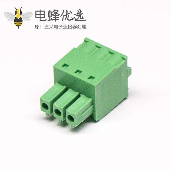 弹簧插拔式PCB接线端子绿色穿孔180度接线