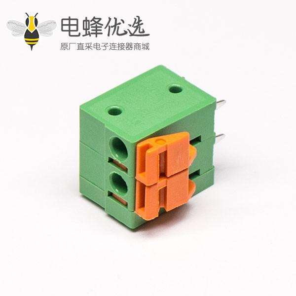 弹簧式免螺丝PCB接线端子4芯180度绿色穿孔式