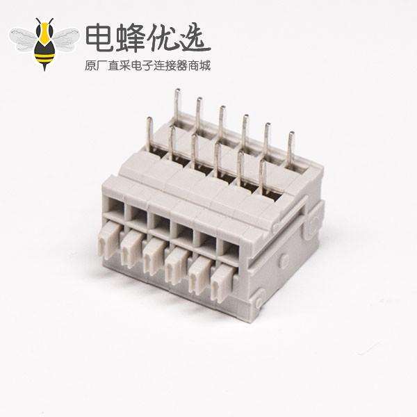 灰色端子台弯式弹簧式插PCB板12芯端子接线连接器