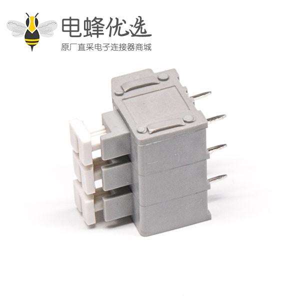 弹簧式接线端子灰色PCB板穿孔式6芯直式接线连接器