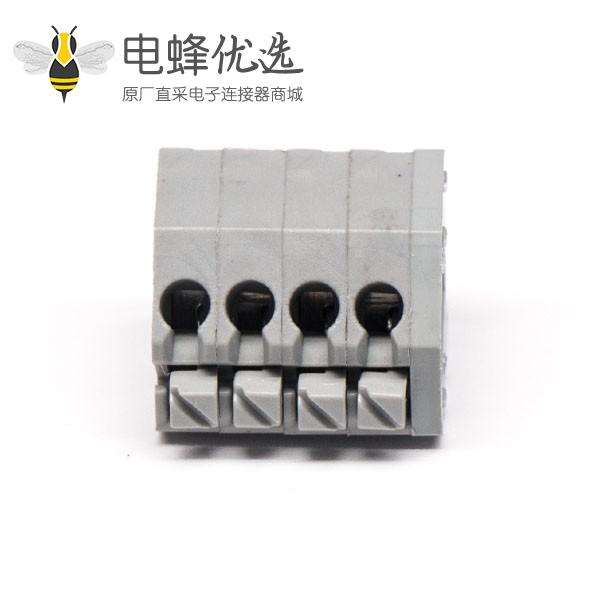 弹簧式端子4孔4芯2.5mm灰色直式插板接线连接器