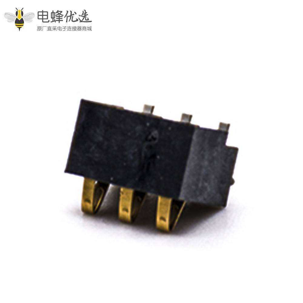 2.5间距电池连接器3芯电池座镀金接触弹片PCB板安装