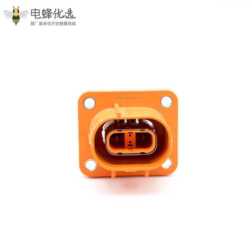 2芯35A高压互锁连接器直式插头插座一对塑料不带屏蔽接4平方线