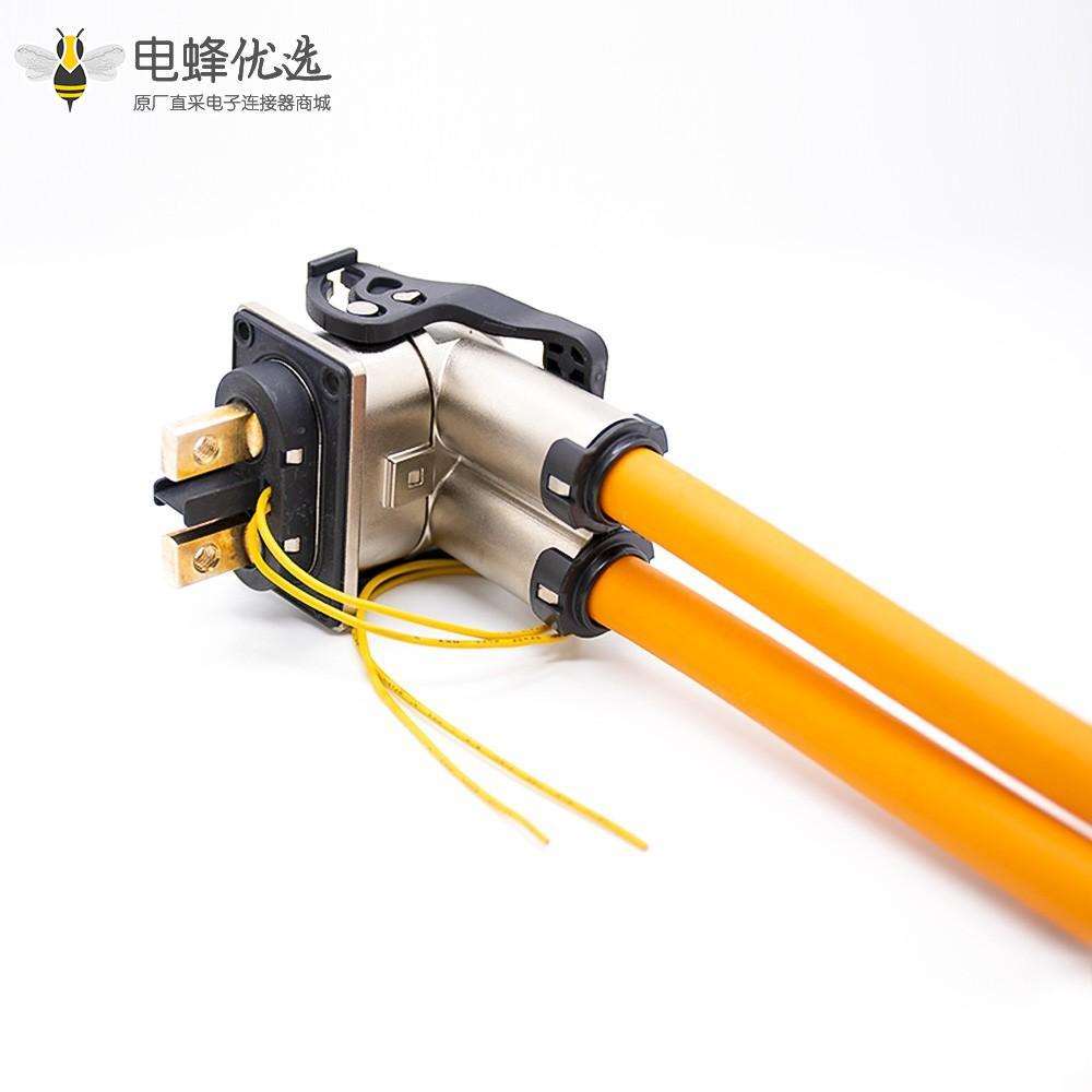 高压连接器直式金属弯插头和插座2芯电流125A金属接25平方线