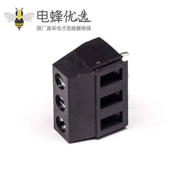 PCB螺钉式接线端子黑色直式3芯穿孔式PCB板安装