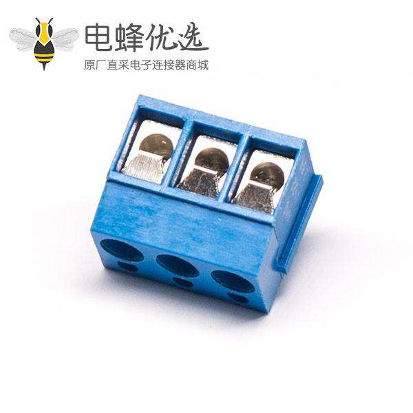 蓝色大电流接线端子螺钉PCB板弯插穿孔式3芯