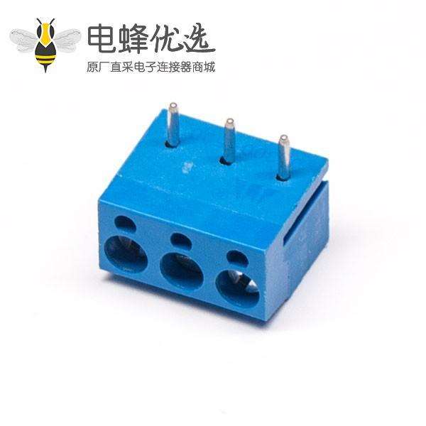 蓝色大电流接线端子螺钉PCB板弯插穿孔式3芯