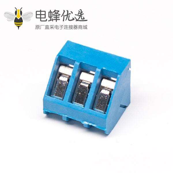 螺钉式PCB接线端子蓝色3芯5.00mm直式穿孔式