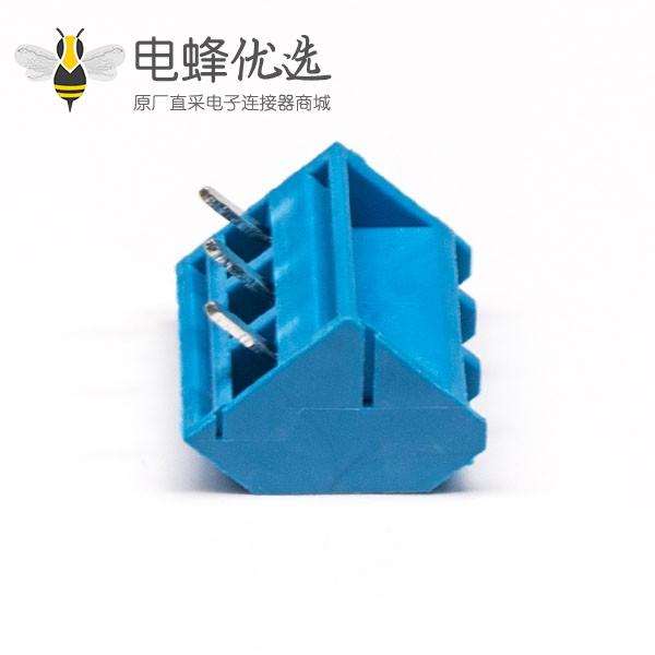 螺钉式PCB接线端子蓝色3芯5.00mm直式穿孔式